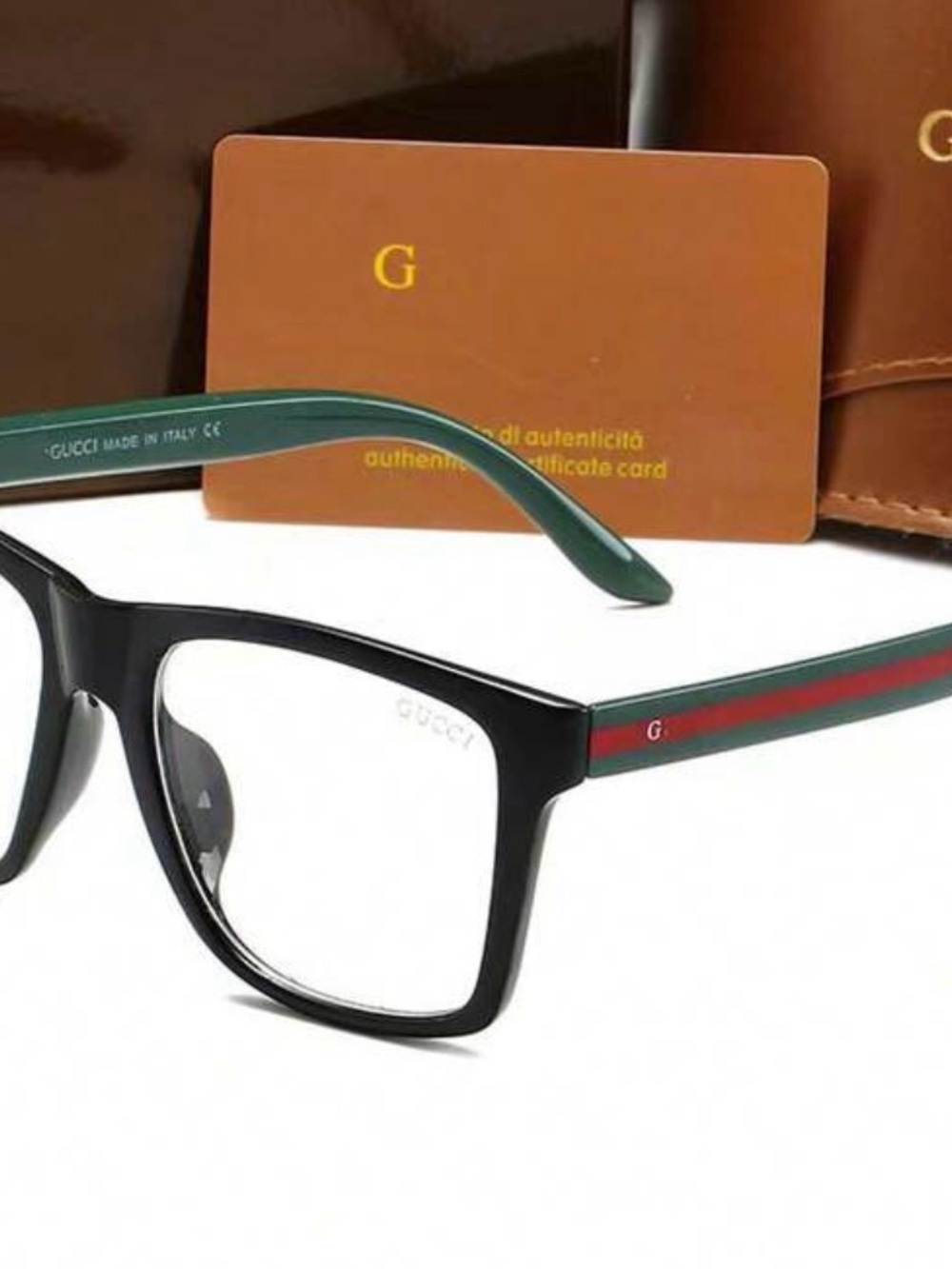 Gucci Black Frames with Green and Red Temple Stripe